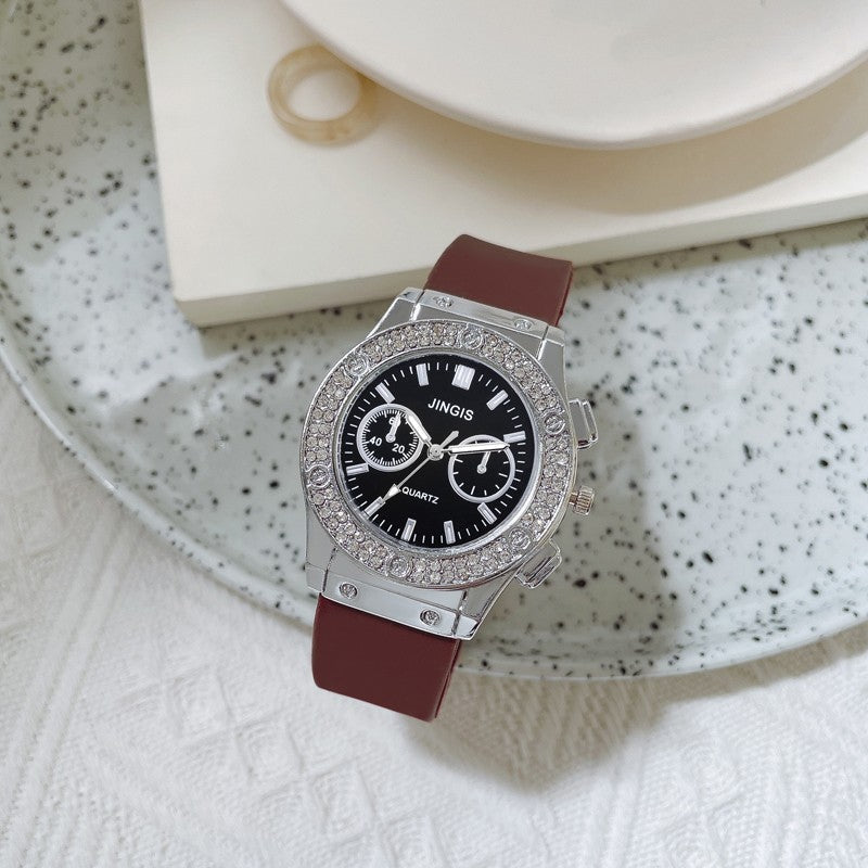 New Women Watches Fashion Silicone Quartz Watch All-Match Men's and Women's Same Diamond Watch Neutral Watch Alloy Student Watch