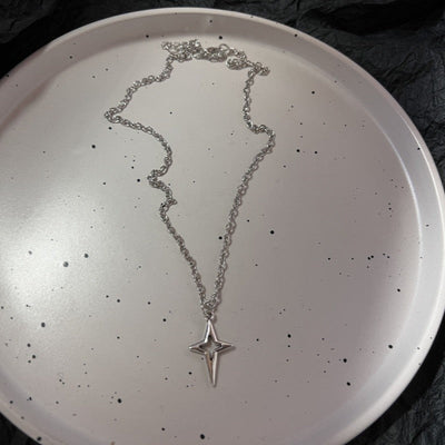 Trendy Punk Blue Cross Pendant Sliver Color Chain Necklace For Women Men Fashion Gothic Y2K Charms Hip Hop Jewelry Accessories