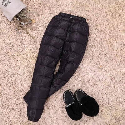 Plus Size Women Men's Thickened Down Pants 2023 New Winter High Waist 90% White Duck Down Warm Straight Female Casual Trousers
