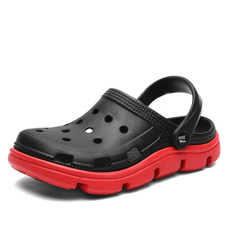 2024 Summer Plus Size Hollow Out Sandals Men's Breathable Slippers Trendy Thick Base Slip-On Beach Shoes Men's Footwear