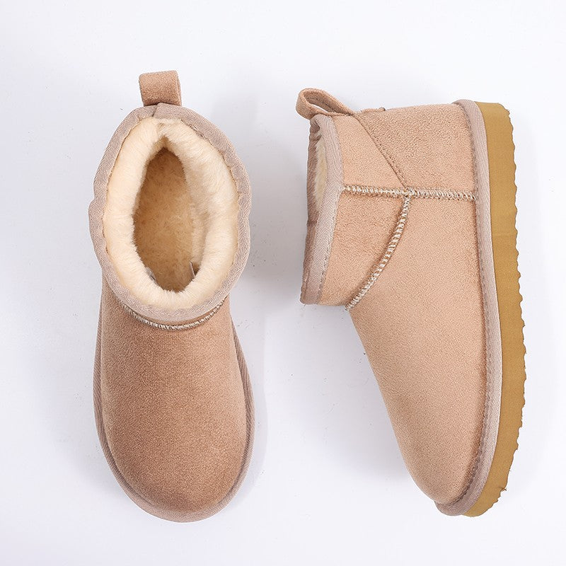 Smile PoP New Winter Cotton Women Boots Warm Suede Women Shoes Casual Plush Mini Cotton Snow Boots Nonslip Furry Ankle Shoes