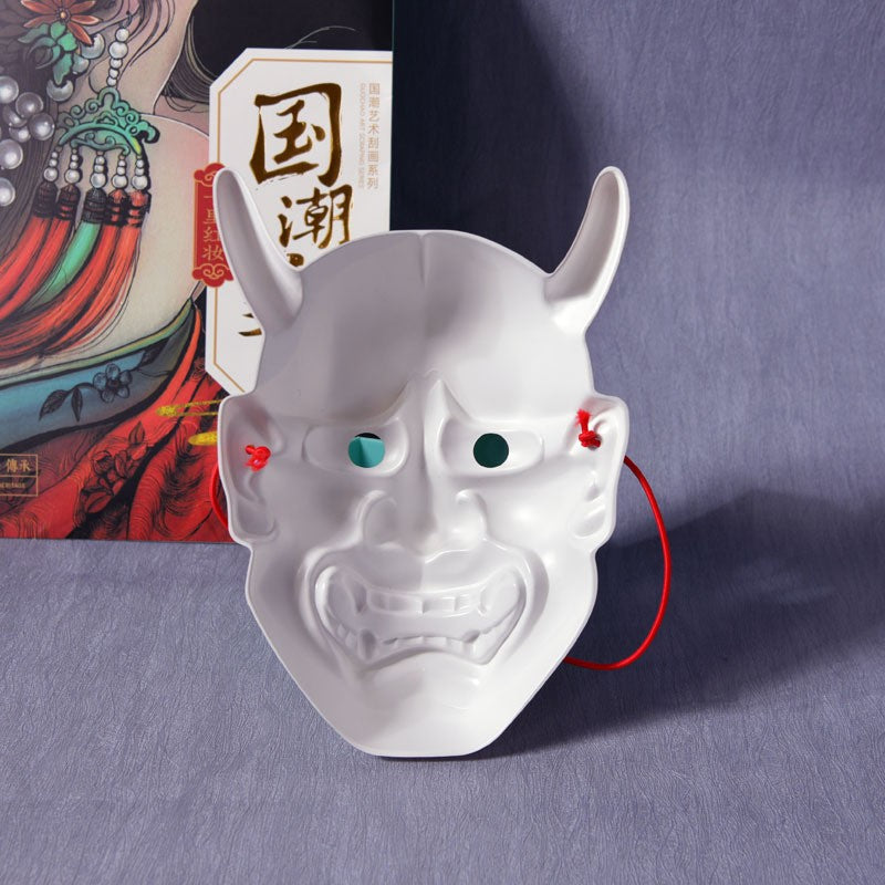 Style Horror Face, Japanese Prajna Mask, Scary Ghost Face, Halloween Horror Haunted House Decoration, Adult Unisex Resin Mask