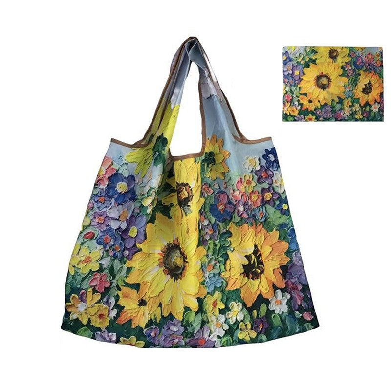 New Fashion Bag Foldable Shopping Bag Reusable Grocery Storage Bag Nylon Portable Shoulder Handbag Travel Tote Bag