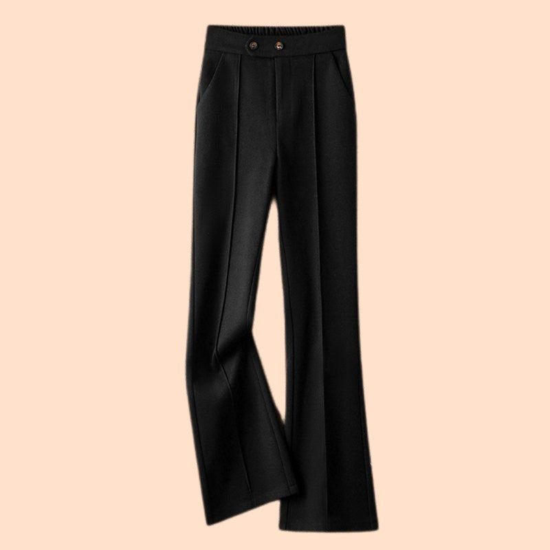 Faionable Thiened Woolen Flared Pants High Waist Casual Trousers for Women Autumn Winter New Sle Slimming Wide Leg Pants