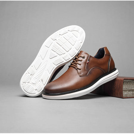 BHKH 2025 Genuine Leather Dress Shoes Comfy Men Casual Shoes Smart Business Work Office Lace-up Men Shoes
