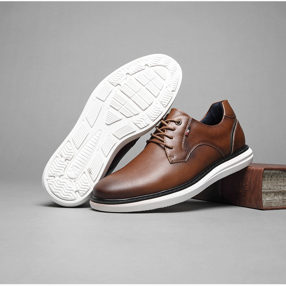BHKH 2025 Genuine Leather Dress Shoes Comfy Men Casual Shoes Smart Business Work Office Lace-up Men Shoes