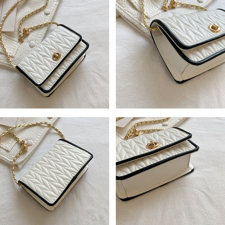 New Fashion Women's Shoulder Bag Simple Chain Texture Small Square Bag Light Luxury Party Crossbody Bag Purses and Handbags