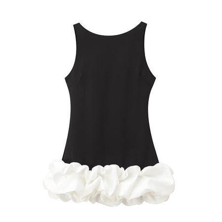 TFMLN Fashion Women Ruffle Pleated Dress Slim O-neck Sleeveless Backless Dresses Female 2025 Party Club Lady Vestidos