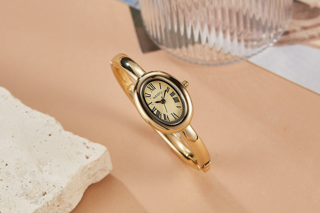 Fashionable Luxury Elegant ladies' Bracelet Watch Roman Numeral Oval Waterproof Women's Quartz Watch reloj ???? ??????? ????????