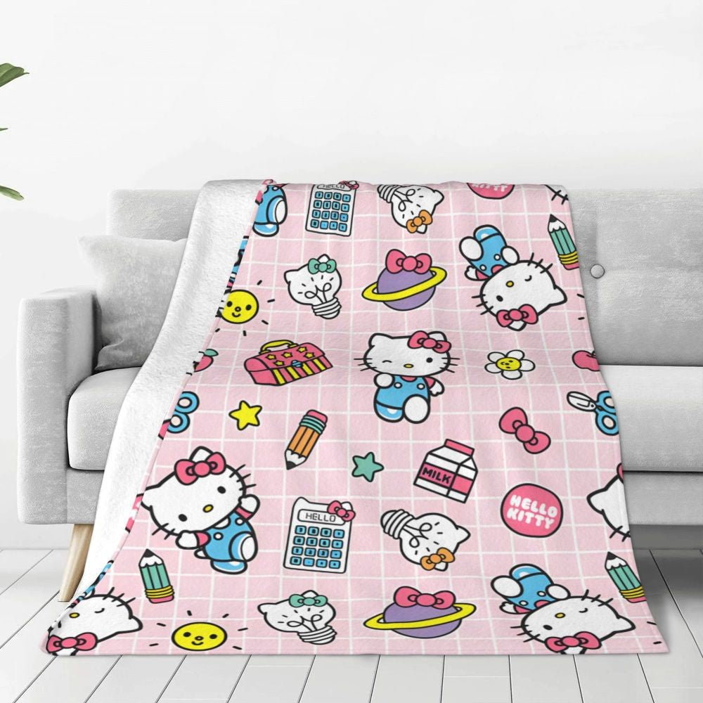 Christmas Hello Kitty Blankets Quality Warm Throw Blanket Winter Travel Office Couch Bed Graphic Bedspread