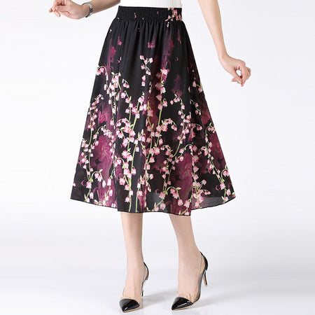 Women's Plus Size Half Skirt 2024 Summer New Bohemian Style Printed Pleated Skirt Fashionable Spring Women's Clothing