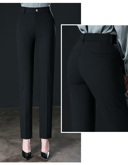 New Autumn Fashion Trousers Women's High Waisted Straight Suit Pants Loose Dress Pants Black Beige Grey Slacks Women Pantalones