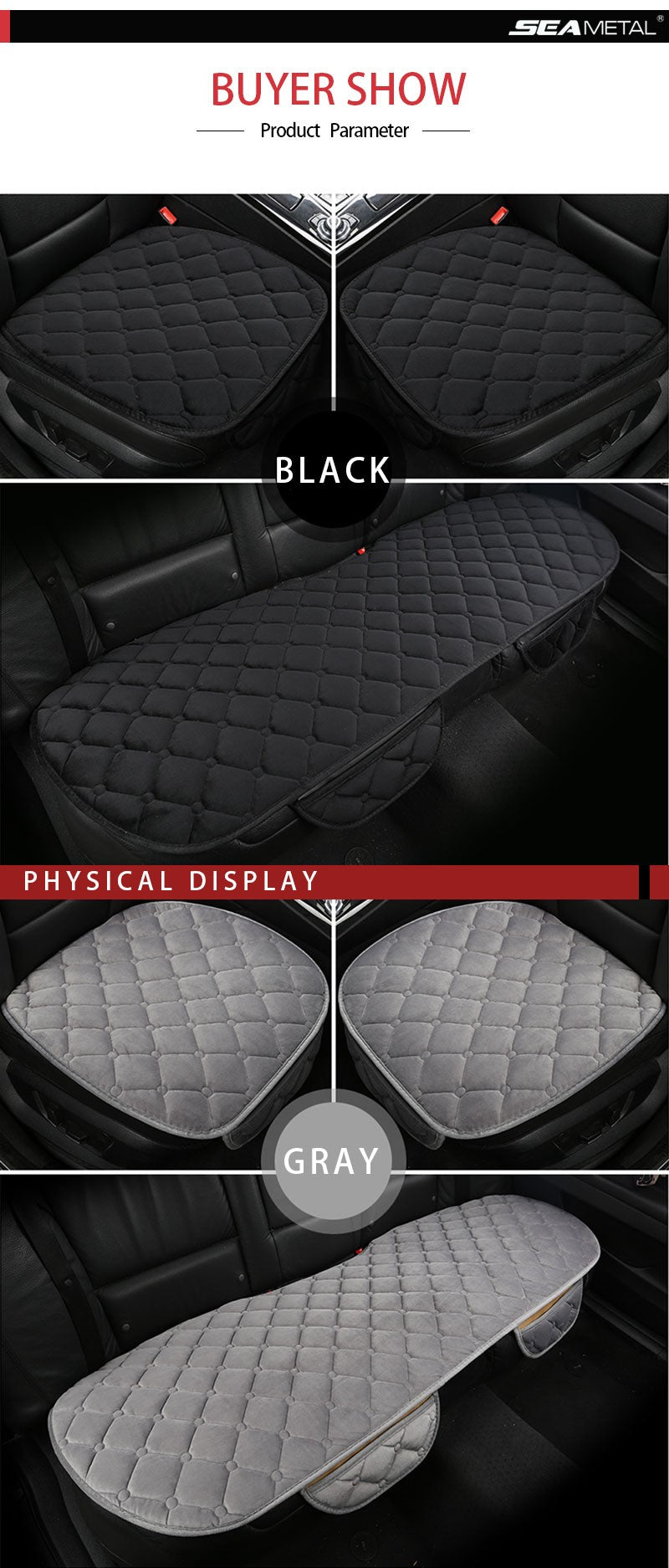 SEAMETAL Plush Car Seat Cover Anti Slip Soft Seat Cushion Auto Chair Protector Pad Universal for Sedan Suv Pick-up Truck