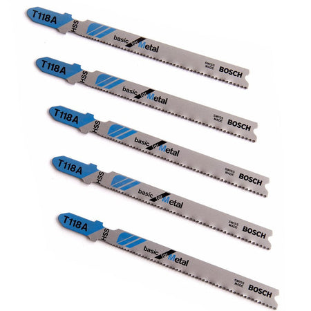 BOSCH 2608631013 T118A Basic for Metal HSS Curved Saw Blade 5-Pack 92mm Metal Straight Cut Milled Curved Saw Tool Accessories