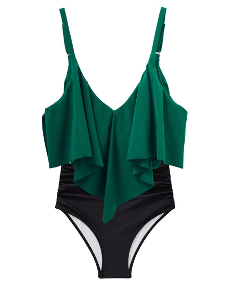 Women Tankini Ruffle High Waisted Swimsuits Tummy Control Bathing Suits Swimwear Beachwear Padded XXL Size Bikini Set Female