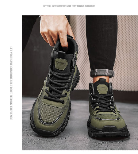 Men's work boots winter lace-up men's shoes warm safety platform size 44 Promotion designer anti-slip fashion