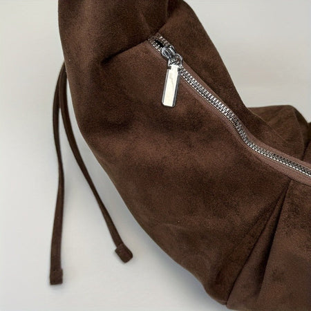 Retro Suede Leopard Print Saddle Bag for Women, Trendy Autumn and Winter Fashion, Underarm Bag, Large Capacity Handbag