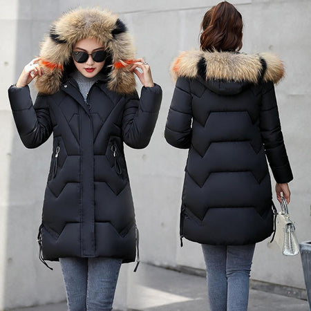 Fashion Coats Winter Jacket Women Parka New 2024 Hooded Long Female Coat Solid Color Windproof Outwear Parka