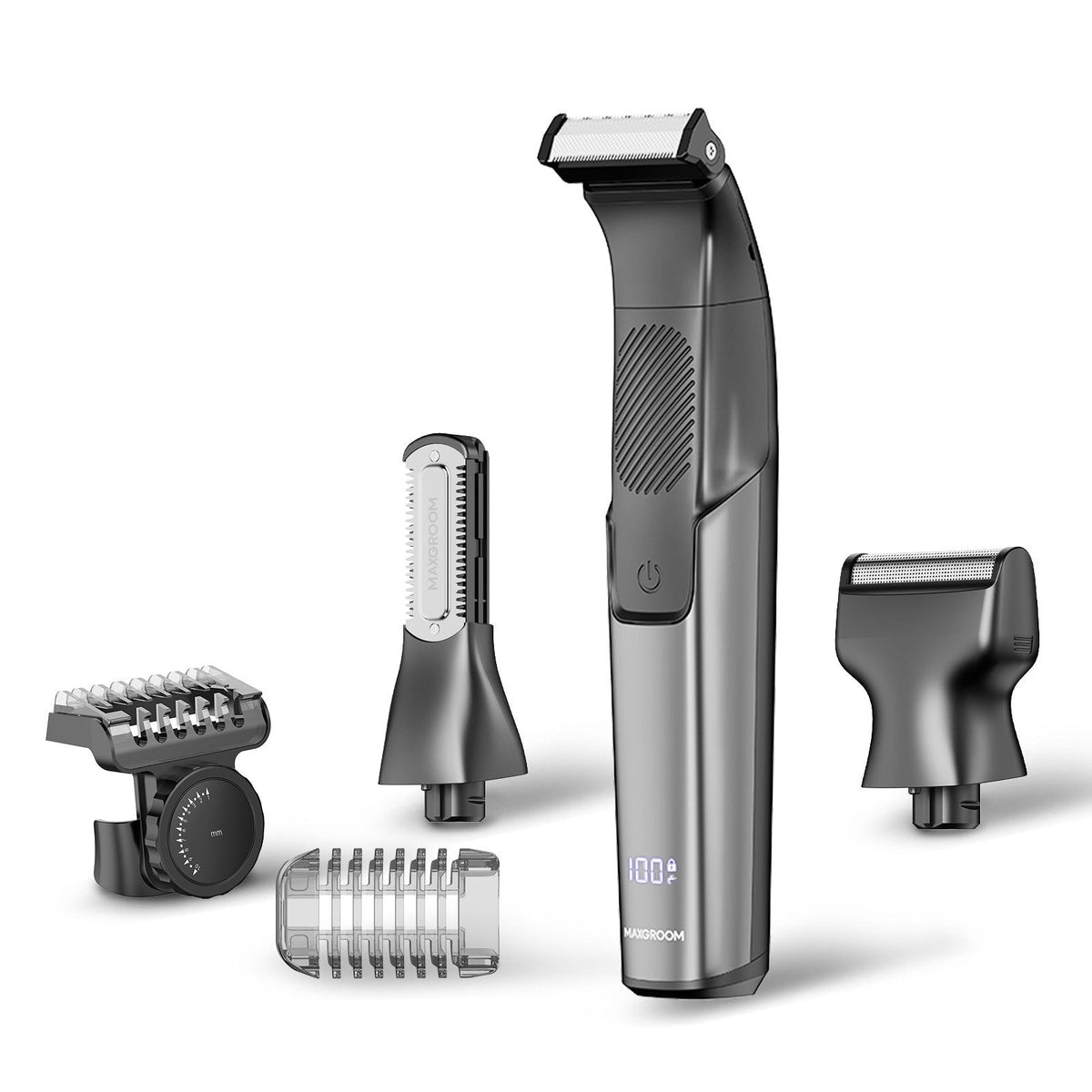 MAXGROOM 3 in 1 Men Bidirectional Body Hair Trimmer Electric Shaver IPX6 Waterproof Double-edged Razor Whole Body Hair Trimmer