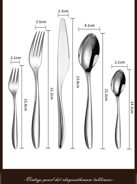 5Pcs 304 stainless steel tableware set steak knife fork cutlery set restaurant kitchen Home commercial high-end dinnerware