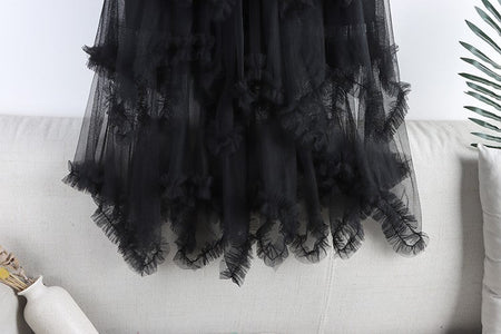 TIGENA Tutu Tulle Long Skirt for Women 2023 New Summer Korean Aesthetic Cute Irregular Mesh High Waist Maxi Skirt Female Purple