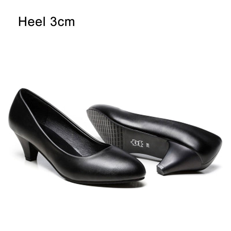 Voesnees Women Shoes Comfortable Formal Wear Black High Heels 3-5cm Professional Mid-heel Flight Attendant Etiquette Work Shoes
