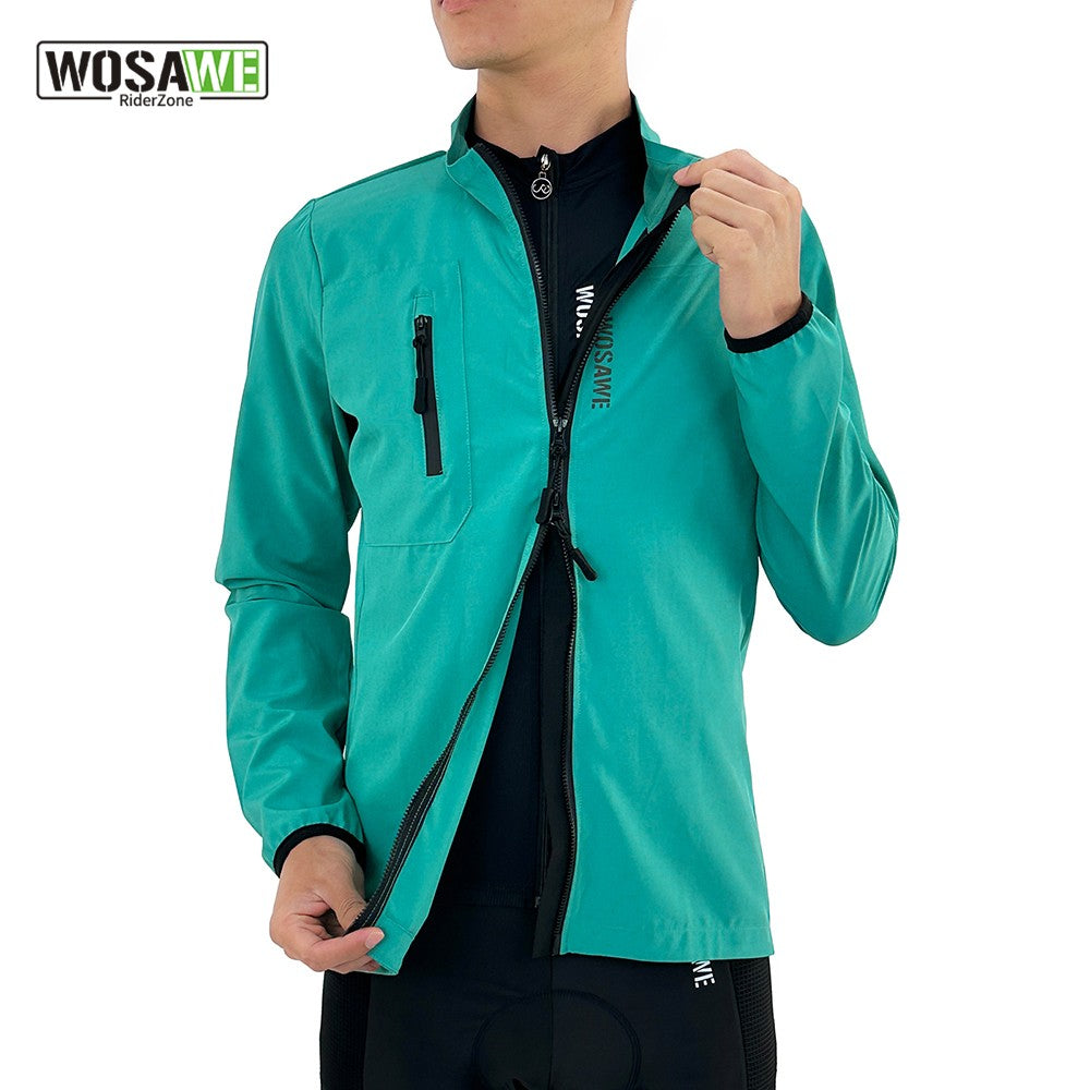 WOSAWE Mens Cycling Windproof Jacket Ultralight Windbreaker MTB Road Bike Vest Water Resistant Long Jersey with 2 way YKK zipper