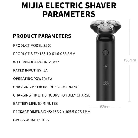 XIAOMI MIJIA S500 Electric Shaver Dry Wet Shaving Triple Blade Trimmer Beard Floating Head Men's Shaver Electric Razors Machine