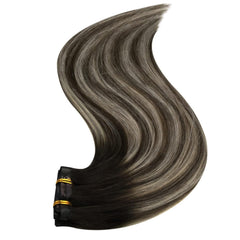 Full Shine PU Clip Hair Extensions Remy Human Hair 100g Seamless Invisible Clip In Extensions Human Hair Balayage Color Blonde