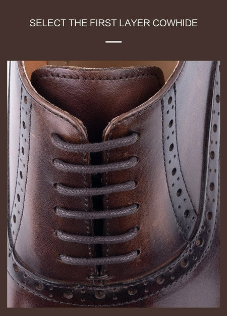 Classic Brogue Shoe Men's Business Suits Matches New Style Genuine Cowhide Handmade Formal Office Wedding Party Mans Dress Shoes