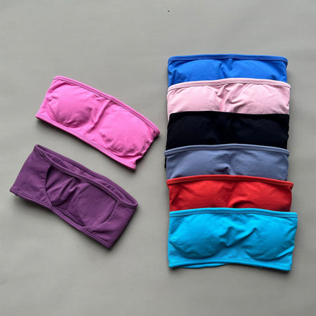 NO LOGO Backless Bandeau Sports Bra Gym Women Top Crop Tube Yoga Tops Halter Sports Seamless Bras Scrunch Workout Yoga Tank