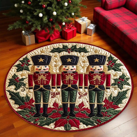 Round Christmas Carpet Festive Area Rug Non-Slip Wear-resistant Circle Carpet for Living Room Bedroom Soft Floor Mat Home Decor