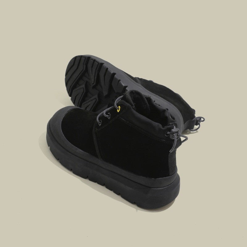 Fujin 4cm New Synthetic Suede Genuine Leather Spring Autumn Ankle Booties Chunky Sneakers High Brand Big Size Plush Women Shoes