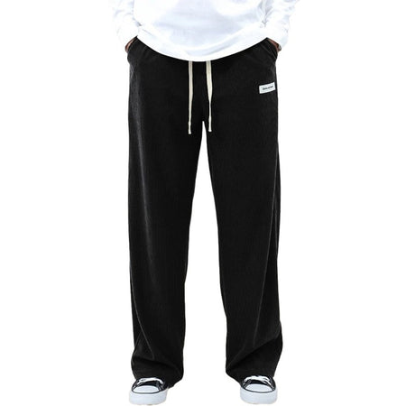 Mens Corduroy Joggers Pants Casual Cargo Pants Drawstring Elastic Waist Baggy Tapered Sweatpants with Pockets Outdoor Sweatpants
