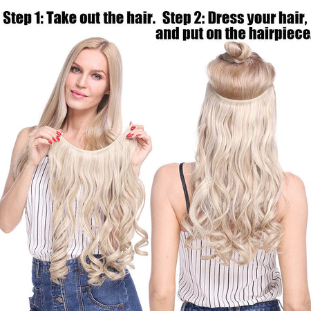 BENEHAIR Synthetic Invisible Wire No Clips In Hair Extensions Secret Fish Line Hairpieces Hair Extensions Fake Hair For Women