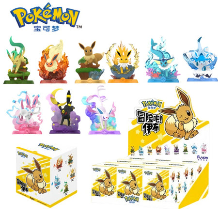 Anime Pokemon Funism Original Adventure Eevee Family Suit BlindBox Flareon Espeon Sylveon ActionFigure Collection Model Toy Gift