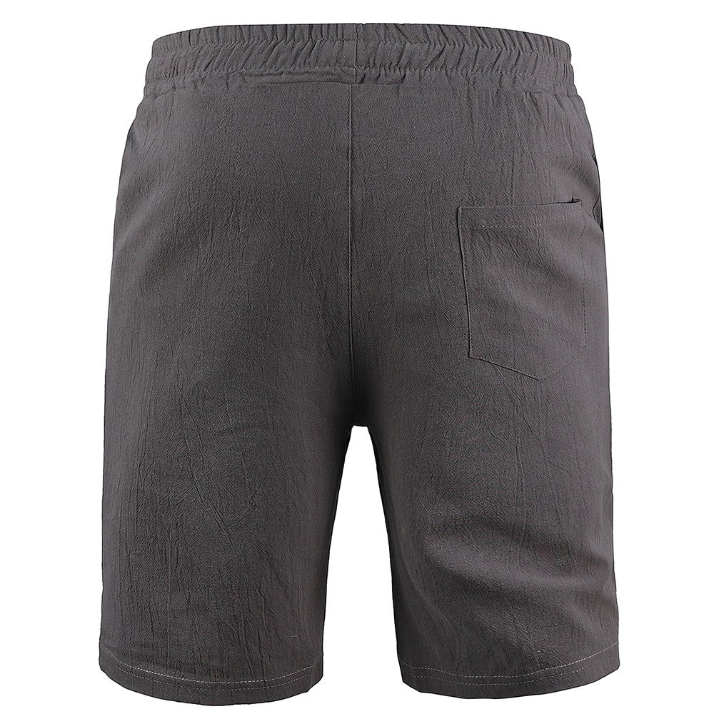 KB New Men's Cotton Linen Shorts Pants Male Summer Breathable Solid Color Linen Trousers Fitness Streetwear S-3XL