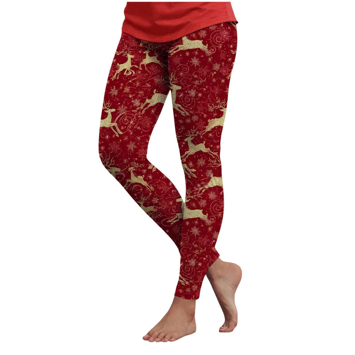 3d Cartoon Pattern Christmas Women's Leggings High Waist Slim Stretch High Waist Tights New Year Home Party Pant Bottom Legging