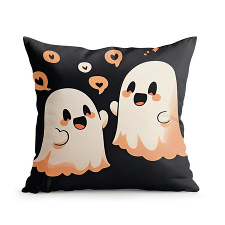Halloween Ghost Pumpkin Print Cushion Cover Peach Skin Velvet Room Home Sofa Living Office Car Simplicity Pillow Cover 45x45CM