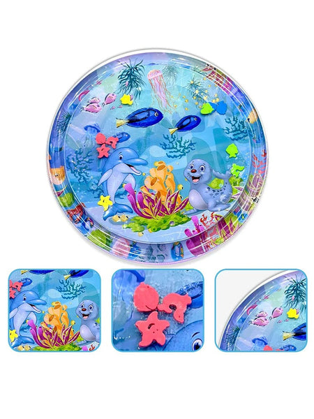 1pc 100cm/39.4inch PVC Baby Playing Water Mat Purple Round Seal Pattern Toddler Pad Kids Early Education Activity Toys Cushion