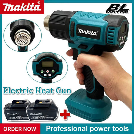 Makita Digital Display Electric Air Guns Cordless Heat Gun 2 Nozzles Industrial Shrink Wrapping Hot Air Gun for 20V Battery