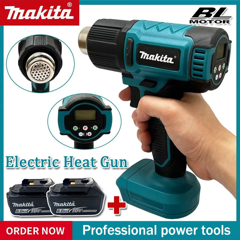 Makita Digital Display Electric Air Guns Cordless Heat Gun 2 Nozzles Industrial Shrink Wrapping Hot Air Gun for 20V Battery