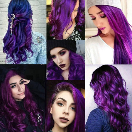 Clip in Hair Extensions Colored Party Highlights 22 inches 6pcs/pack Multi-colors Straight Hair Synthetic Hairpieces Royal Blue