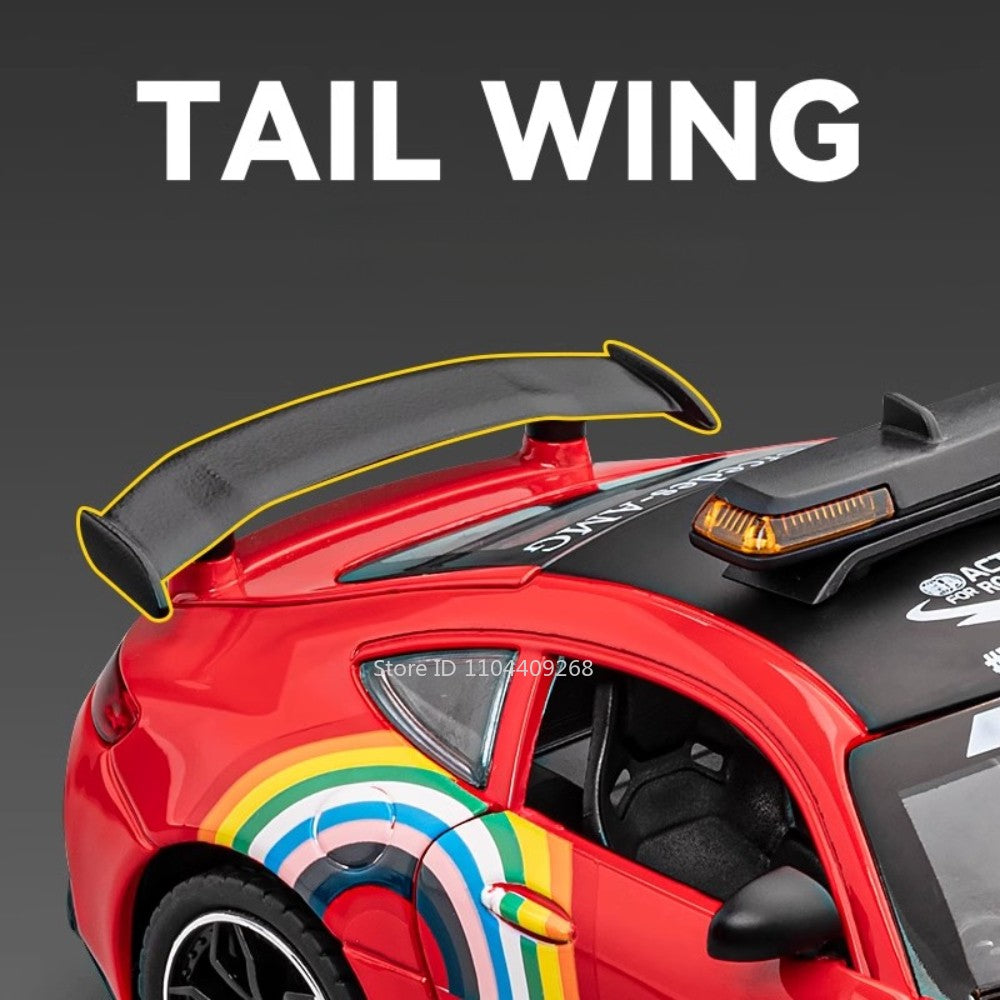 1:24 GTR F1 Safety 300SL Sport Car Model Toy Alloy Diecast Sound Light Shock Absorption Miniature Vehicle Models Collection Gift
