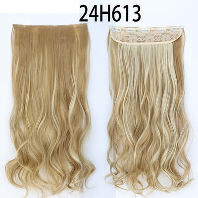 Synthetic Long Straight 5 Clip In Hair Extensions 22’‘ High Resistant Temperature Fiber Black Brown Blonde Hairpiece