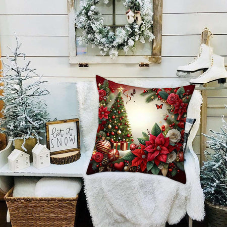 1pcs 2D Christmas Pillow Cover Xmas Party Decoration 2025 Xmas Holiday Santa Claus Pillow Cover Navidad Natal New Year Gift 2026