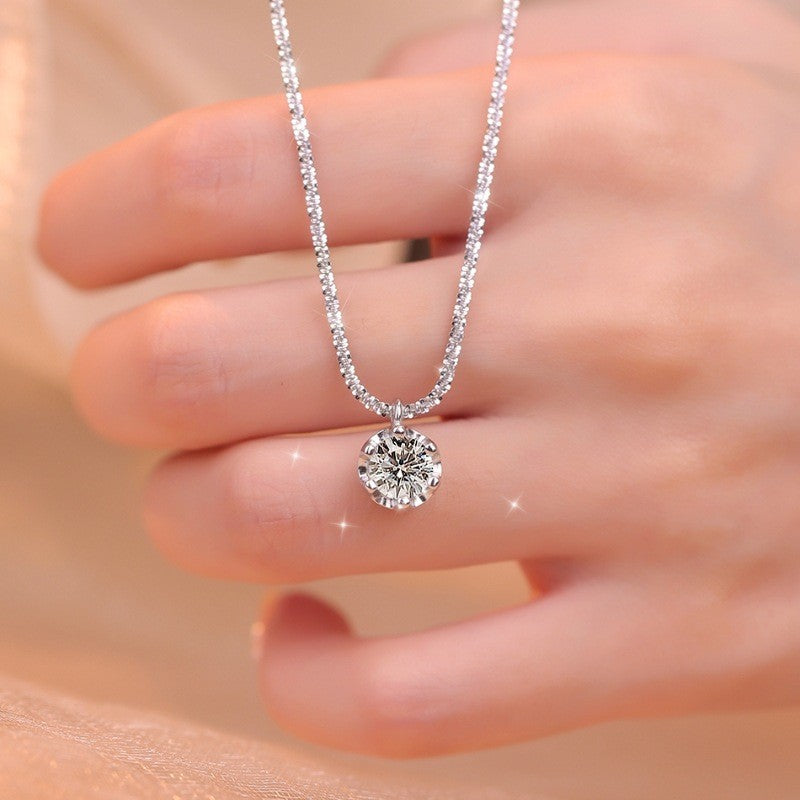 TEN CARATS s925 Sterling Silver VVS1 Moissanite Classic Crown Necklace for Women  Gift GRA Certified Jewelry free delivery