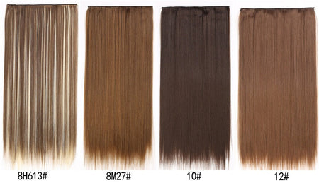 16 Clips in Hair Extensions 24Inchs Long Straight Hairstyle Synthetic Blonde Black Hairpieces Heat Resistant Fake Hair 6Pcs/Set