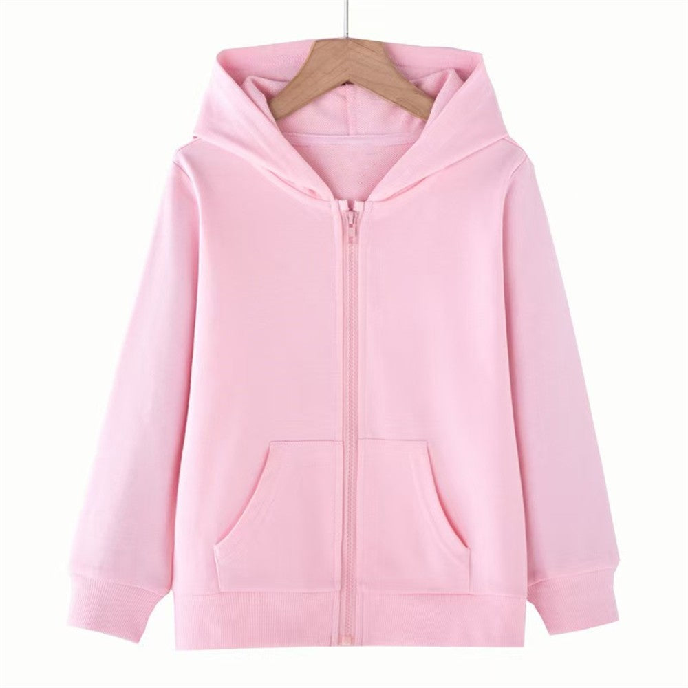 Children tops Zipper style Hoodies Coat Boy black Girls Pink Age 3-12 Kids Sweatshirt festival festival gifts Solid color