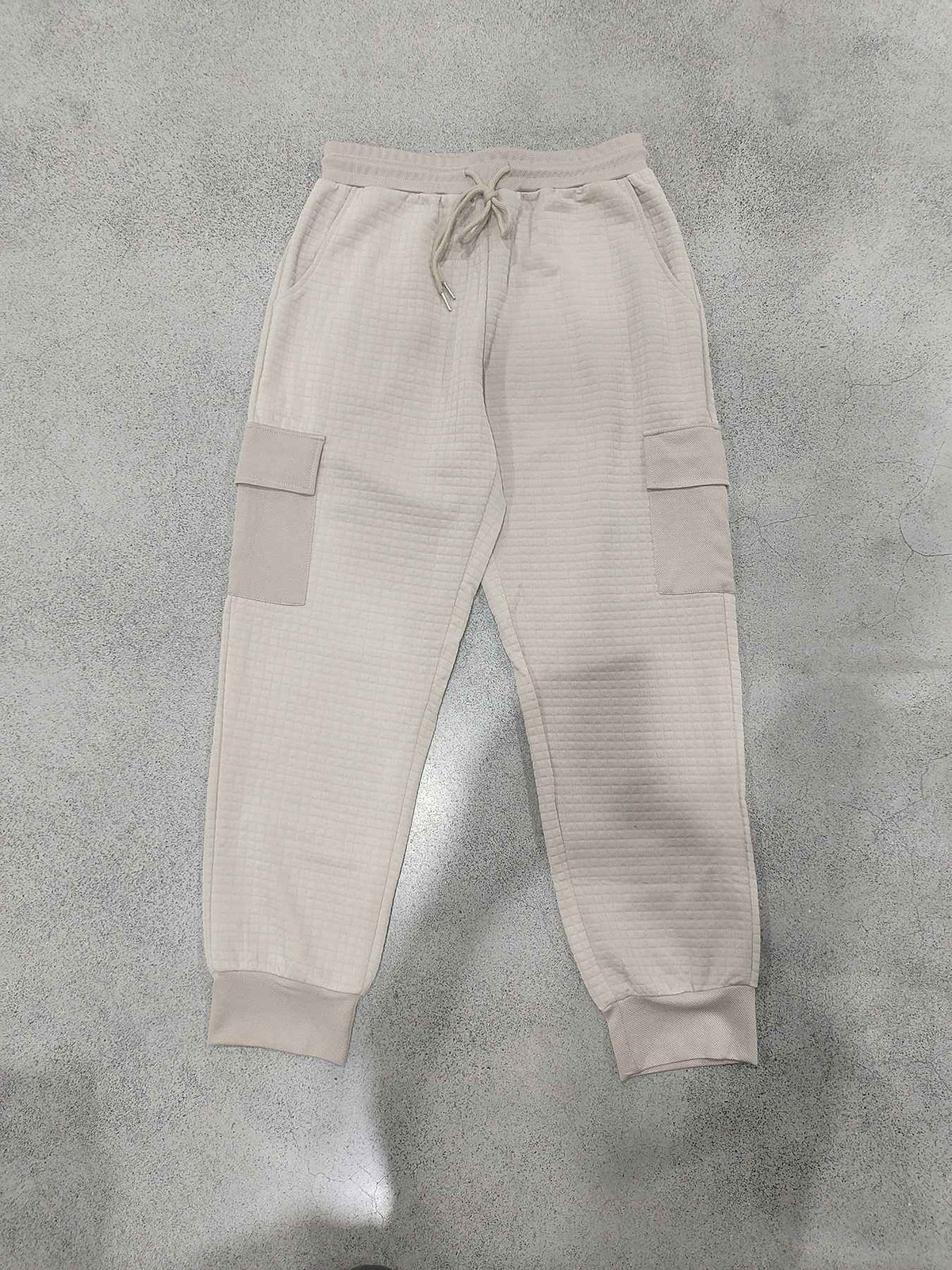Men's Clothing  Pants Autumn Winter Fashion Casual Heavyweight Small Check Loose Jogger Sweatpants Waffles